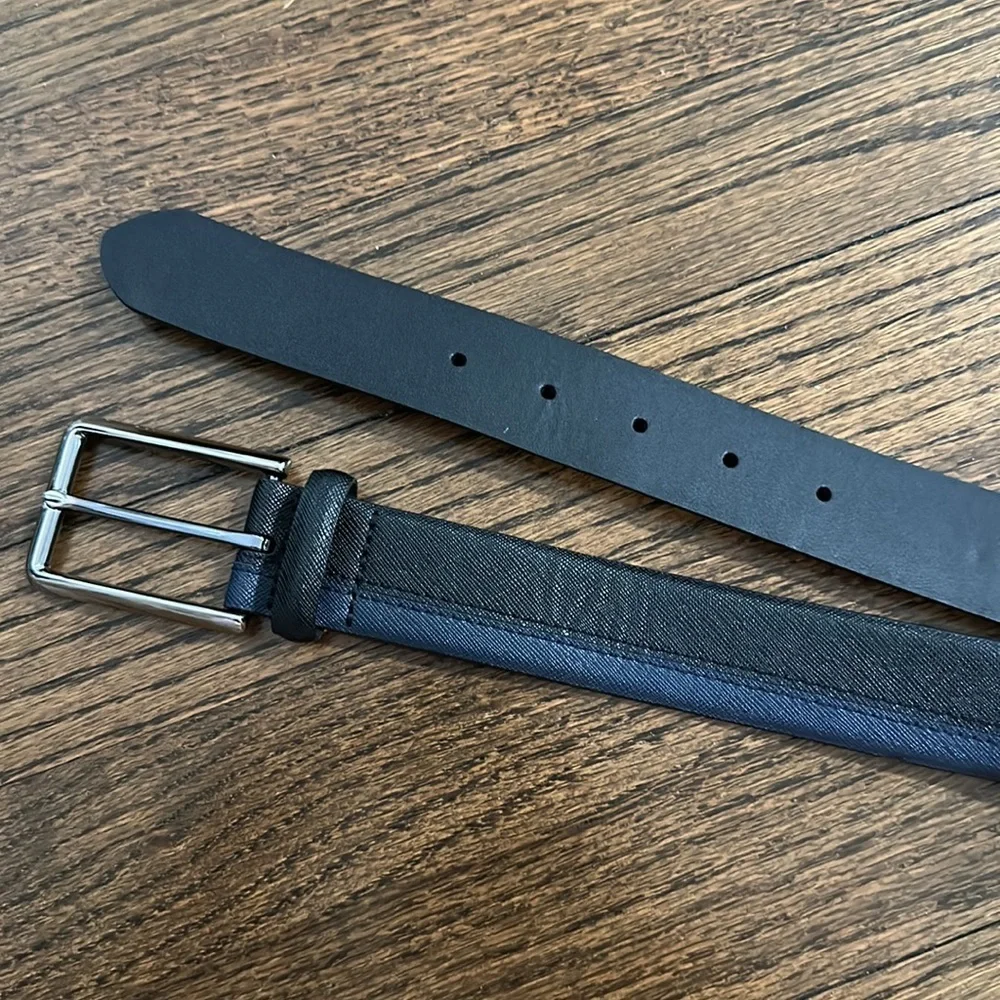 NWOT Men’s Blue and Black Belt Size 38 With Silver Buckle